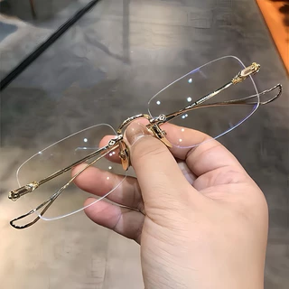 แว่นแฟชั่น แว่นไร้ขอบ เลนส์BlueBlock Computer Glasses กรองแสงสีฟ้า100%จากคอมมือถือ สำหรับผู้ชายกับผู้หญิง