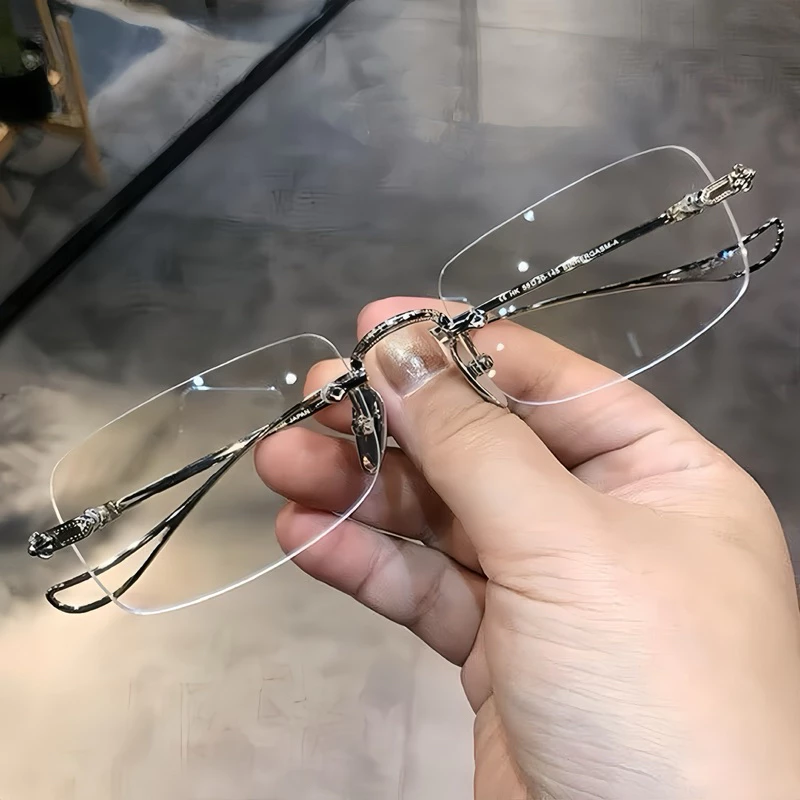 แว่นแฟชั่น แว่นไร้ขอบ เลนส์BlueBlock Computer Glasses กรองแสงสีฟ้า100%จากคอมมือถือ สำหรับผู้ชายกับผู้หญิง