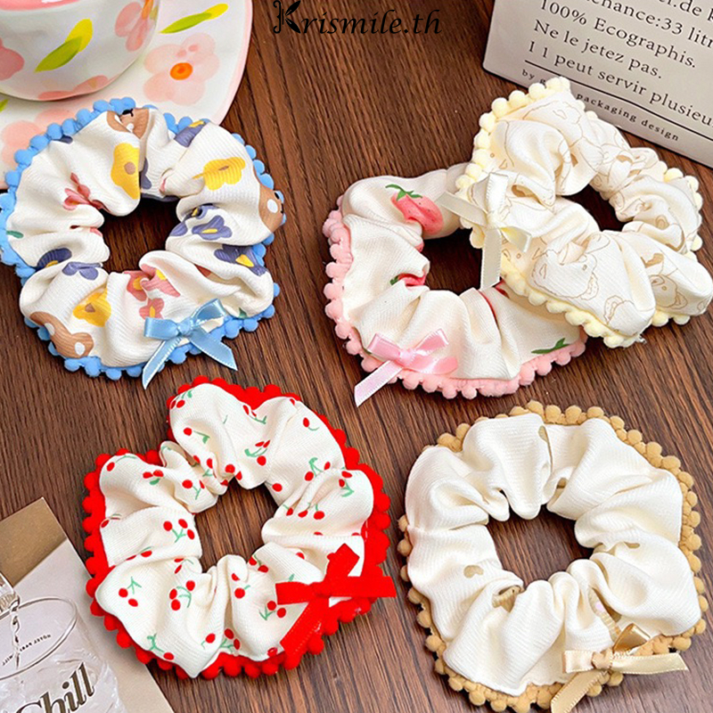 COD-ในไทย💖ยางรัดผม หมีน้อยน่ารัก ลายการ์ตูน ประดับโบว์ สไตล์เกาหลี สำหรับผู้หญิง ความยืดหยุ่นสูง เครื่องประดับผมแฟชั่น-K