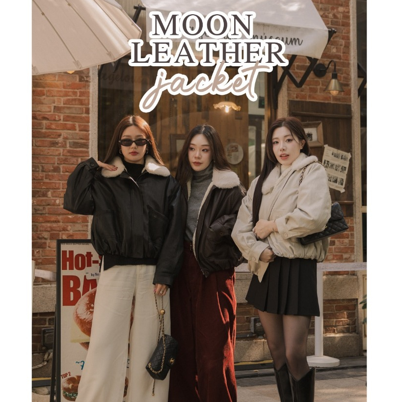MOON LEATHER JACKET  (มูน) แจกเกตงานพรีเมี่ยม ดีไซน์น่ารักมาก เหมาะสำหรับseasonนี้มากๆค่ะ