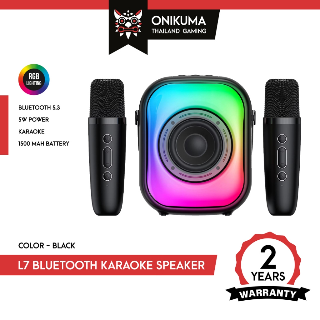 ONIKUMA L7 Bluetooth Karaoke 5W Speaker ลำโพงบลูทูธ 5.3 พร้อมไมค์คาราโอเกะ แสงไฟ RGB