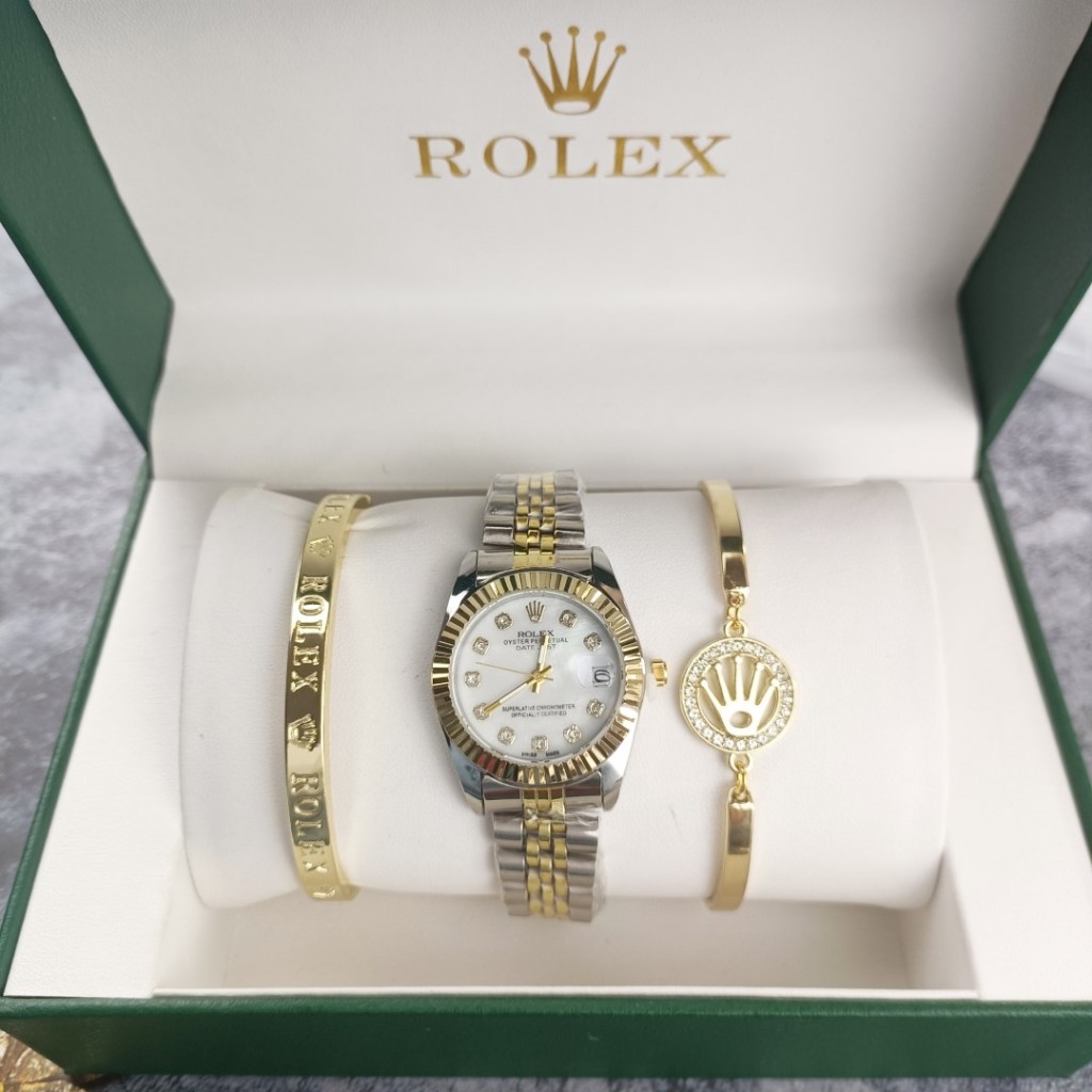 นาฬิกาข้อมือผู้ชายคอร์สปฏิทินเข็มขัดหนังคลาสสิค rolex
