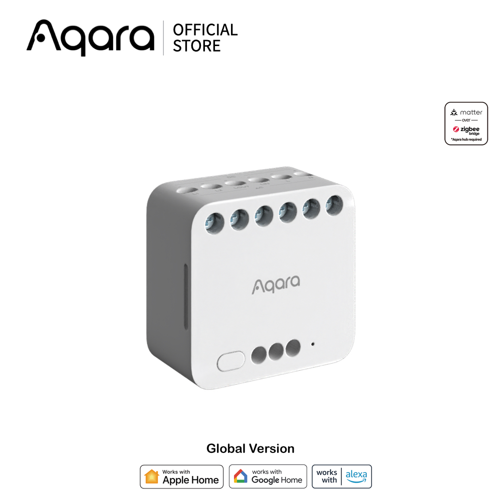 Aqara Dual Relay Module T2 โมดูลรีเลย์อัจฉริยะควบคุมอุปกรณ์ไฟฟ้า รองรับ Dry/Wet Contact และวัดพลังงาน