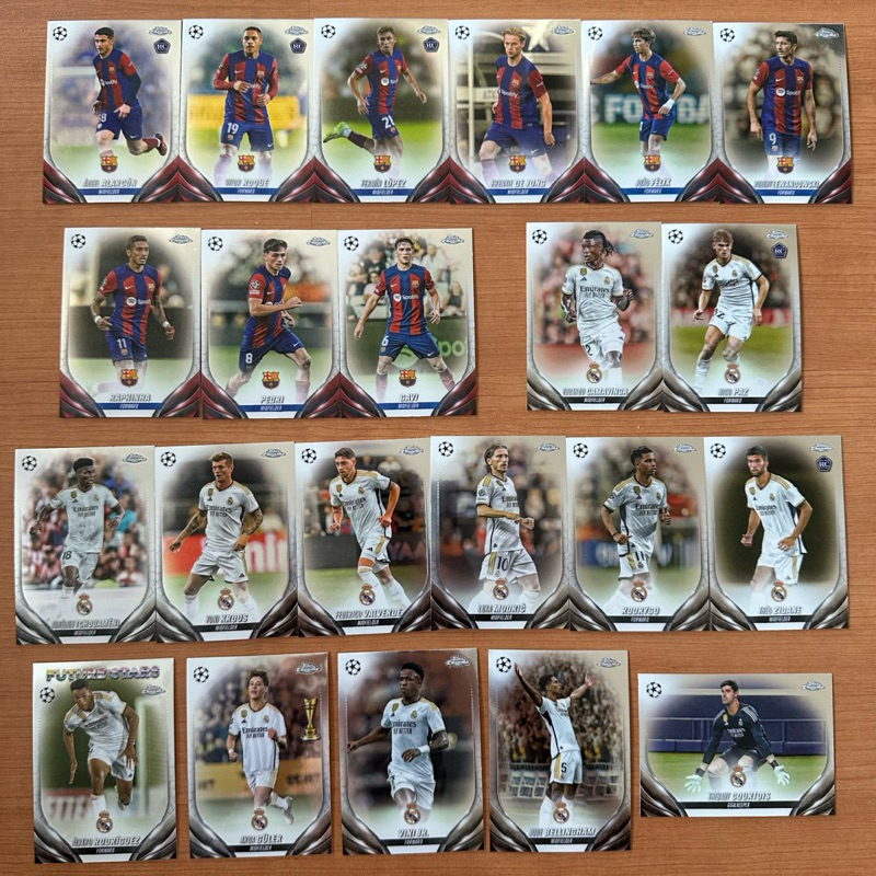 การ์ดสะสมฟุตบอลปี 2023-24 กล่อง Topps Chrome ชุด รวมทีม บาเซโลน่าและรีลมาริด BARCELONA & REAL MADRID ลิขสิทธิ์แท้
