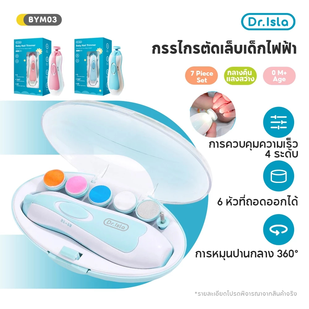 Dr.isla BYM03 กรรไกรตัดเล็บเด็กไฟฟ้าอัตโนมัติ / กรรไกรตัดเล็บทารก แบบเงียบพิเศษ สำหรับทารกแรกเกิด ป้องกันการหนีบมือ