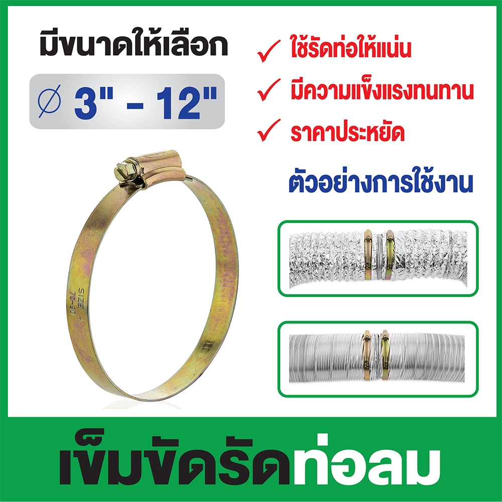 เข็มขัดรัดท่อลม-แคล้มรัด-ข้อต่อ-วาล์ว ขนาด 3"-12"