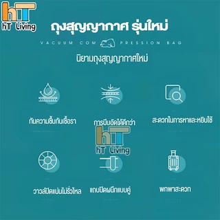 HT ถุงสูญญากาศ เก็บเสื้อ ผ้าผ้าห่มผ้านวมจัดเก็บของกระชับพื้นที่แพ็ค ของเดินทางถุงใส่เสื้อผ้าพกพา (แบบใส)
