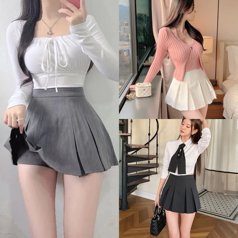 พลีสสั้น กระโปรงเทนนิส งานผ้าCustomสไตล์เกาหลี🇰🇷เวียดนาม🎀 น่ารักแต่งตัวง่าย ฟีลลูกคุณหนู มีซับในตัว พร้อมส่งจากไทย