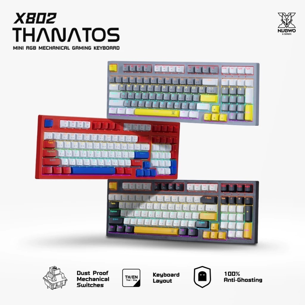 คีย์บอร์ดเกมมิ่ง Mechanical MINI RGB NUBWO รุ่น X802 แป้นภาษาไทย/อังกฤษ มีโหมดไฟดีไซน์สวยงาม
