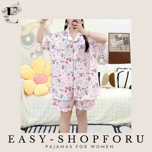 389 E ชุดนอนผู้หญิงโอเวอร์ไซส์ ชุดนอนสาวอวบมีเนื้อ รอบอก45นิ้วลวดลายการ์ตูนน่ารักๆมีหลายลายให้เลือกพ