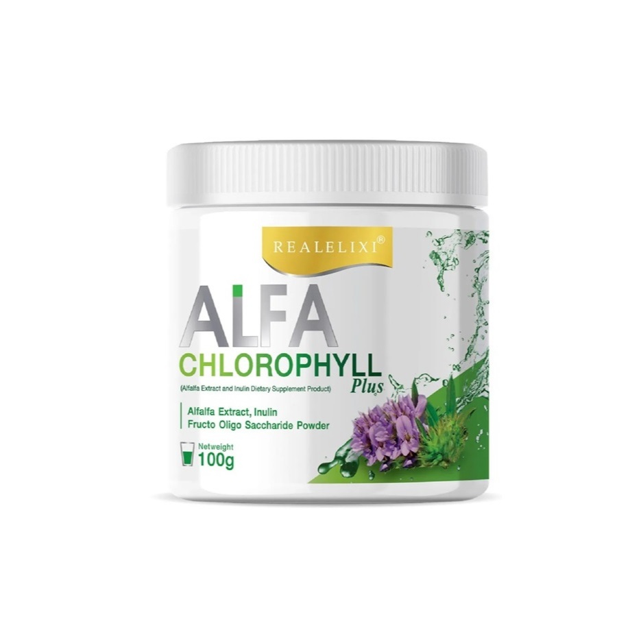 Real Elixir Alfa Chlorophyll Plus Fiber ( คลอโรฟิลล์ ) จำนวน 1 กระปุก (บรรจุ 100 กรัม/กระปุก)