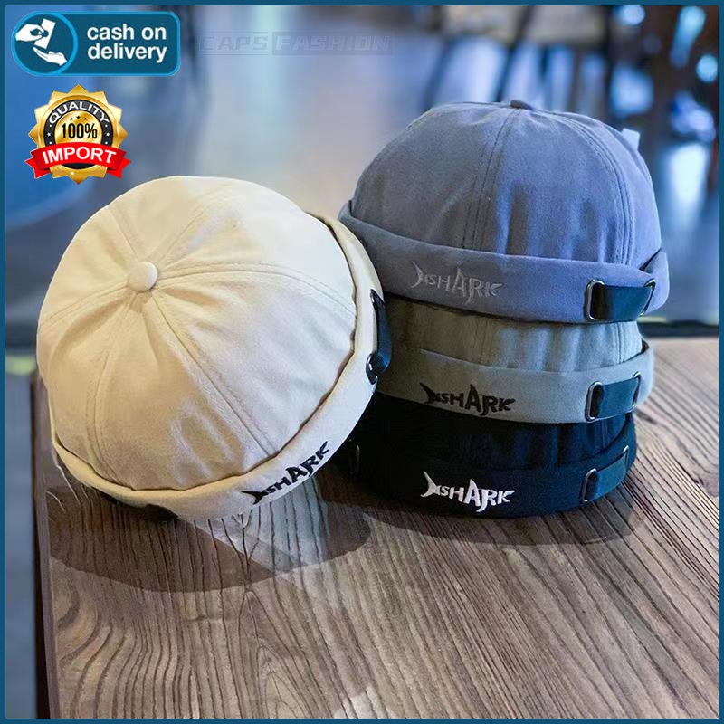 หมวกบีนนี่เกาหลีสำหรับผู้ชาย หมวกปักลาย SHARK หมวก Docker หมวกกะลาสี หมวกไม่มีปีก หมวกผู้หญิง หมวกไม่มีปีก