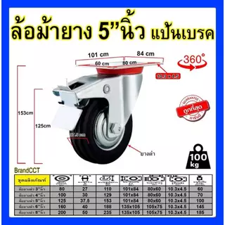 ล้อยางตราม้าขนาด 3"นิ้ว/4"นิ้ว/5"นิ้ว/6"นิ้ว/8"นิ้ว แป้นตาย/แป้นหมุน/แป้นเบรค
