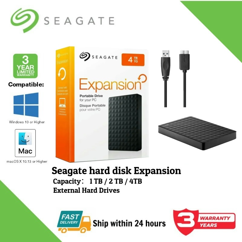 1TB/2TB/4TB SEAGATE EXPANSION 2.5 inch External Harddisk ฮาร์ดดิสพกพา USB 3.0 ฮาร์ดไดรฟ์คุณภาพสูง Harddisk External