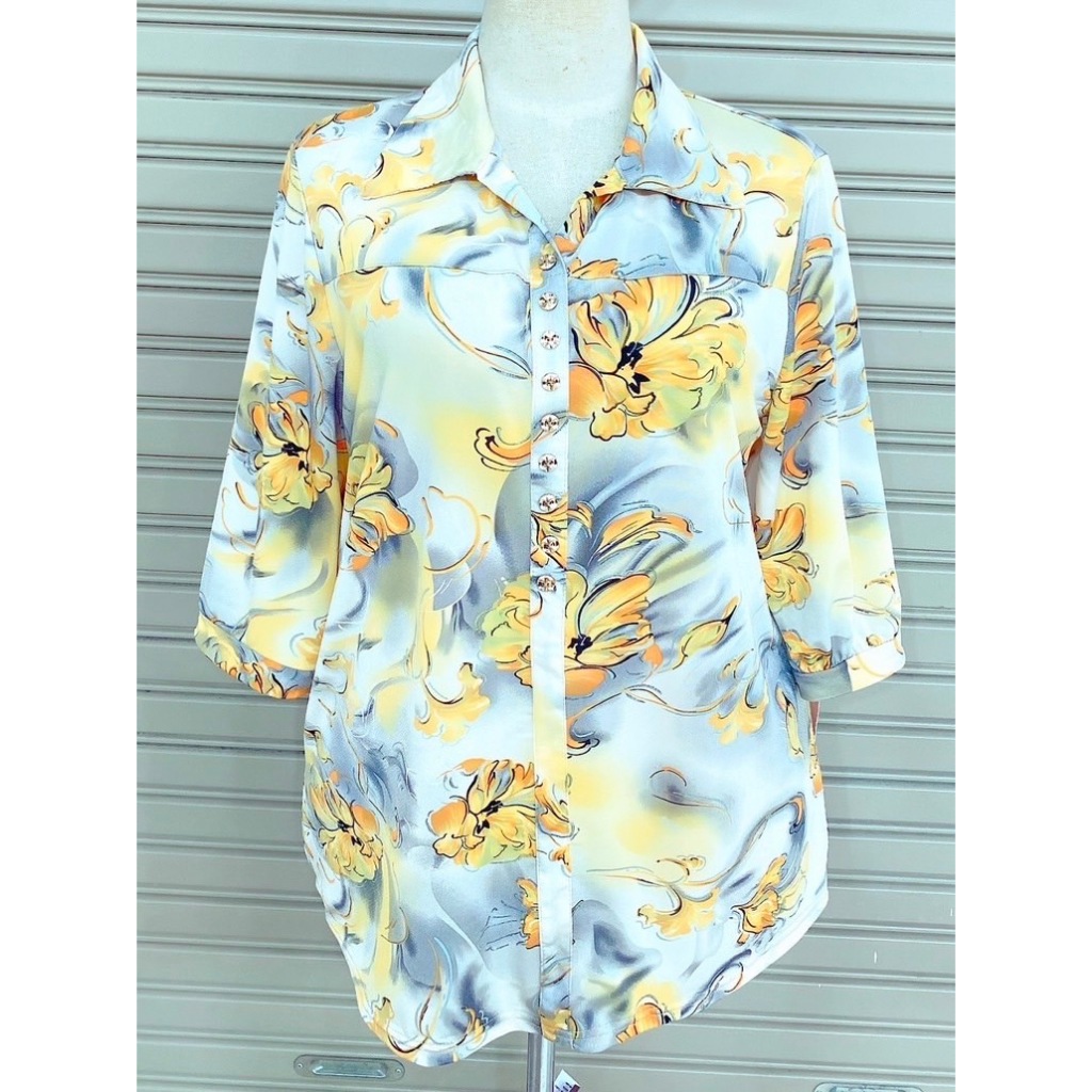 8XLไฃส์ใหญ่46''-52''เสื้อยืดเกาหลีแท้ผู้ใหญ่คอปกแขนสามส่วนผ้าลายสวยมากๆเนื้อผ้าใส่สบายสุดๆผ้าพริ้วทิ้งตัวรุ่น006