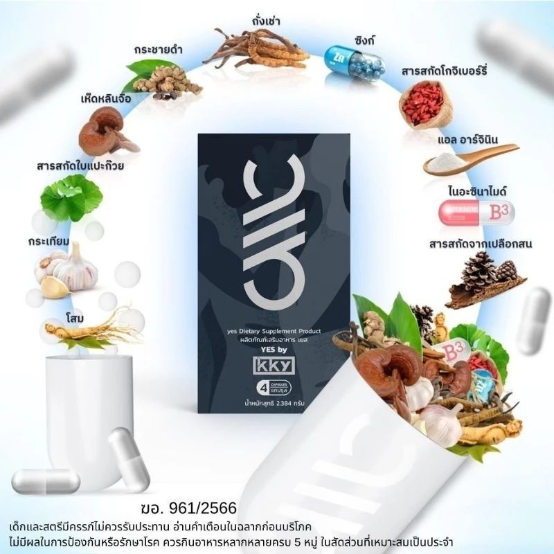 อาหารเสริม YES by KKY สำหรับผู้ชาย เหนือกว่าทั้งทานเฉพาะกิจและบำรุง 1กล่อง/4เม็ด ผลิตภัณฑ์เสริมอาหาร