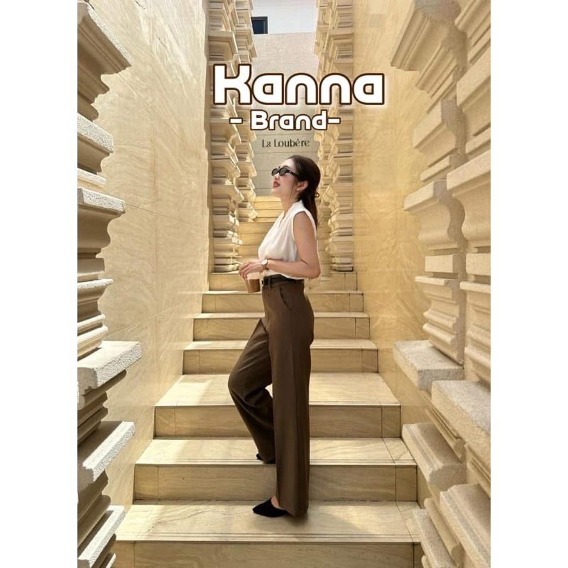 KANNA STYLE กางเกงทรงกระบอกสีน้ำตาลไหม้