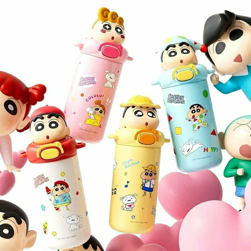 แก้วshinchan 480ml สแตนเลส กระติกน้ำลายชินจัง ชินจัง แก้วเก็บความเย็น ขวดน้ำ มีสายสะพาย เก็บความเย็น