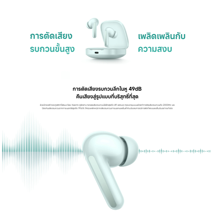 (NEW) Xiaomi Redmi Buds 6 Wireless Bluetooth Earphone หูฟังบลูทูธไร้สาย ระบบเสียงพื้นที่อิสระ ลดเสียงรบกวนได้ลึก