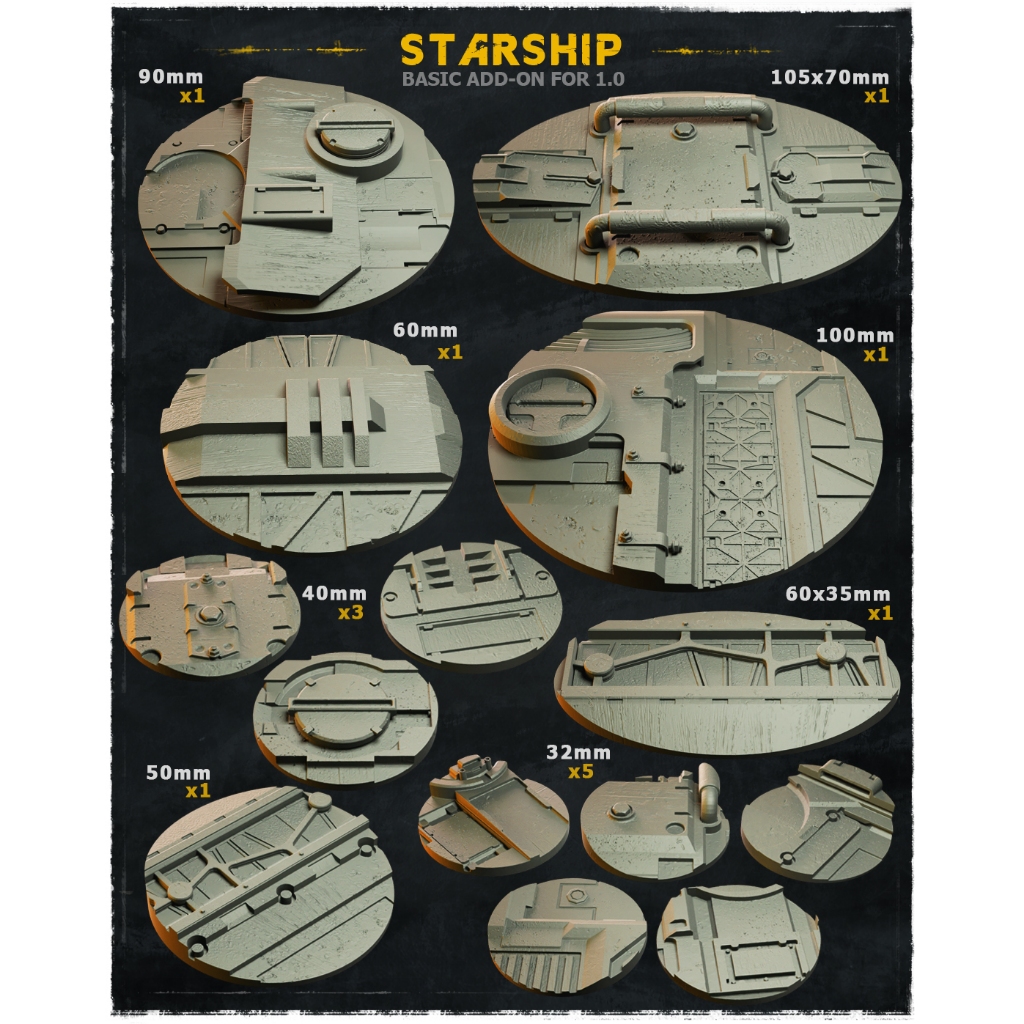 Starship Bases [2.0] จัดส่งได้ใน1-3วัน ฐานโมเดล Wargame base, Warhammer, Bolt action, D&D [Designed by Zabavka]