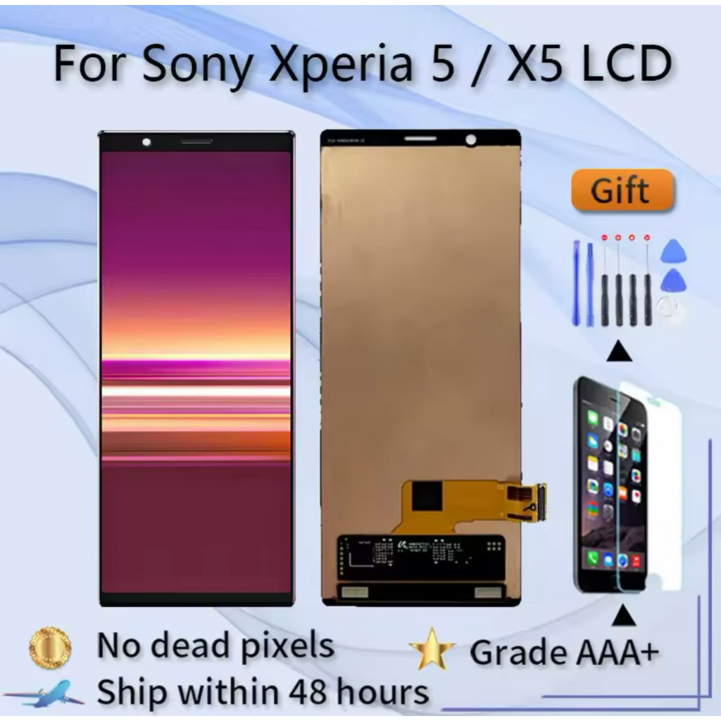 ต้นฉบับ amoled สำหรับ Sony Xperia 5 จอแสดงผล LCD สัมผัสแก้ว Digitizer ประกอบการเปลี่ยนเต็ม x5 lcds J