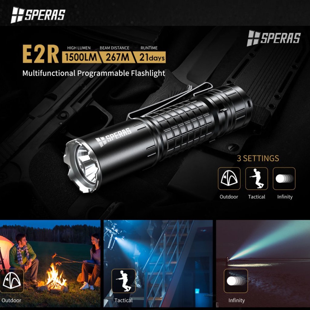 ไฟฉาย SPERAS E2R 1500LMS 267M 21700 EDC Flashlight