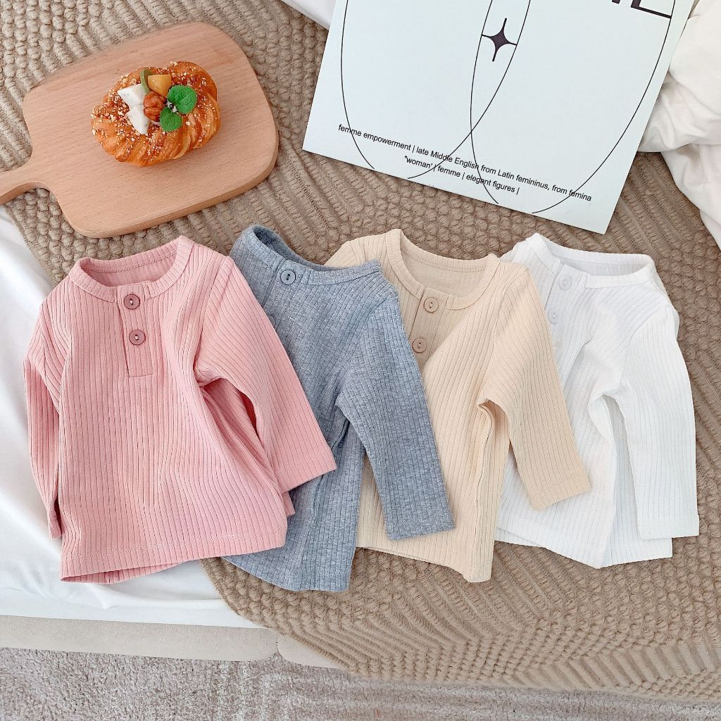 summer_baby (สินค้าพร้อมส่งจากไทย) เสื้อยืดแขนยาวเด็ก เสื้อยืดเด็กสไตล์เกาหลี คอกลม มีให้เลือกทั้งหมด 4 สี