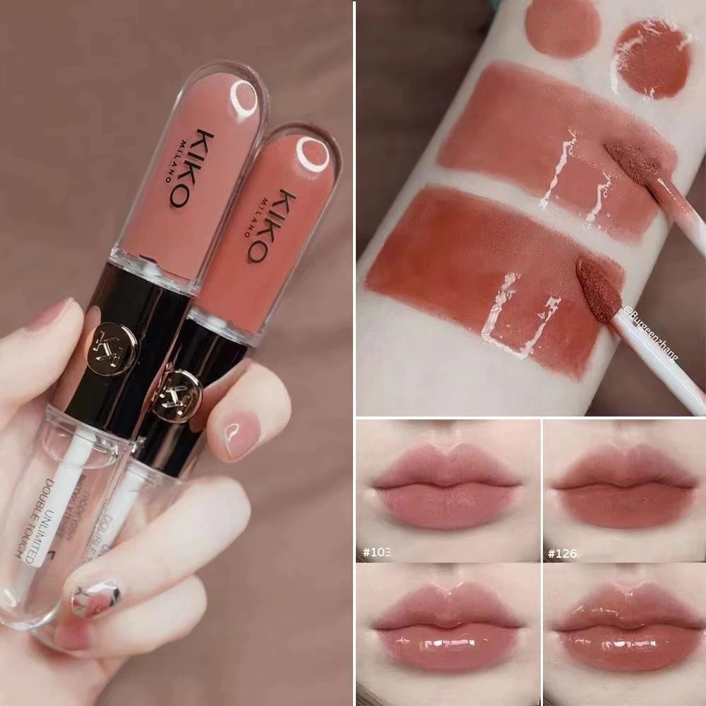 Kiko Milano Minshzee Double Lip Gloss Fog Matte 2 in 1 Double Touch Lipstik #103