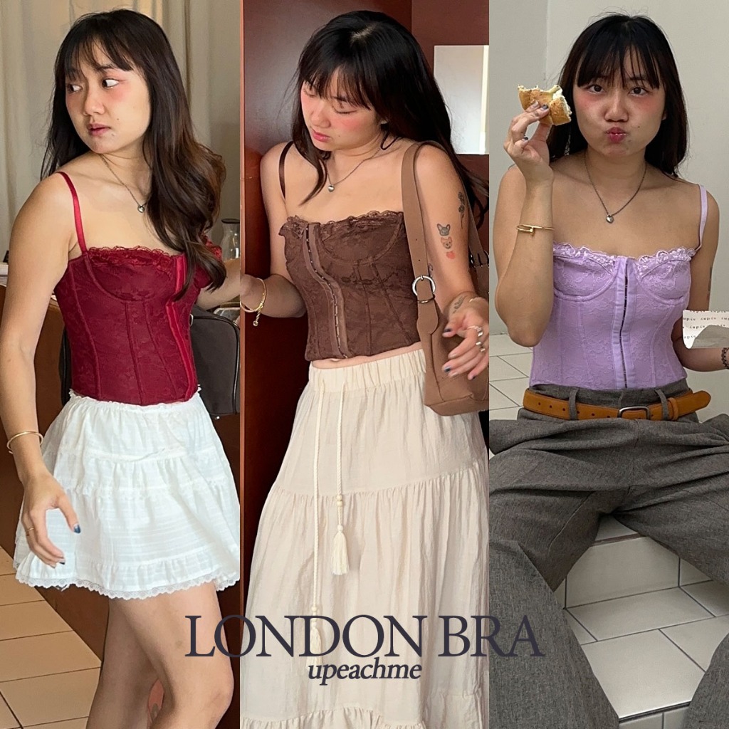 upeachme(D51-D54) London Bra (S-XL) บราลูกไม้เต็มตัวงานแพงแกรมที่สุด บราลูกไม้เซ็กซี่ขี้เล่น สายเดี่ยวลูกไม้สายฝอ