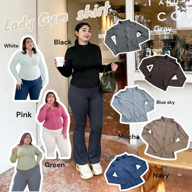 Lady M | Lady Gym shirt เสื้อออกกำลังกายสาวอวบ สไตล์สปอร์ตแขนยาว ใส่เล่นโยคะ ฟิตเนส ปั่นจักรยาน