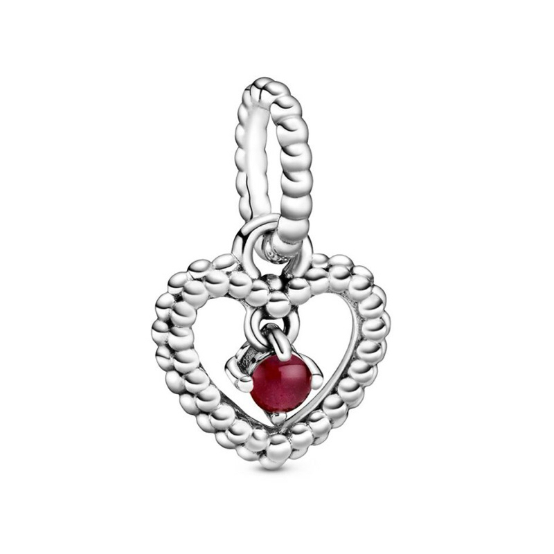 (ของแท้  พร้อมส่ง )Pandora Red Heart Dangle แพนโดร่าติ้งหัวใจเดือนเกิดมกราคม ของแท้ มือหนึ่งทุกชิ้น