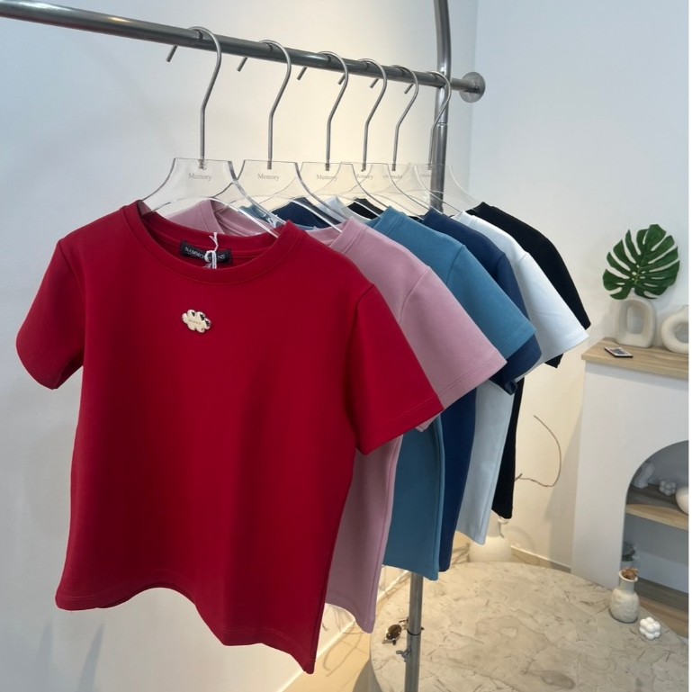 เสื้อยืด Nammon Jeans A01-A06 เสื้อยืดครอป BABY TEE ปักอะไหล่ผ้าหนานุ่มใส่สบาย