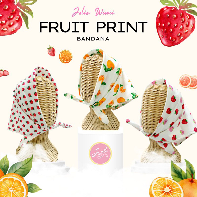 Jolie Wiwii ผ้าโพกผมลายดอกไม้ หัวใจ ผ้าสี่เหลี่ยม ผ้าเช็ดหน้าน่ารัก - รูปที่ 2