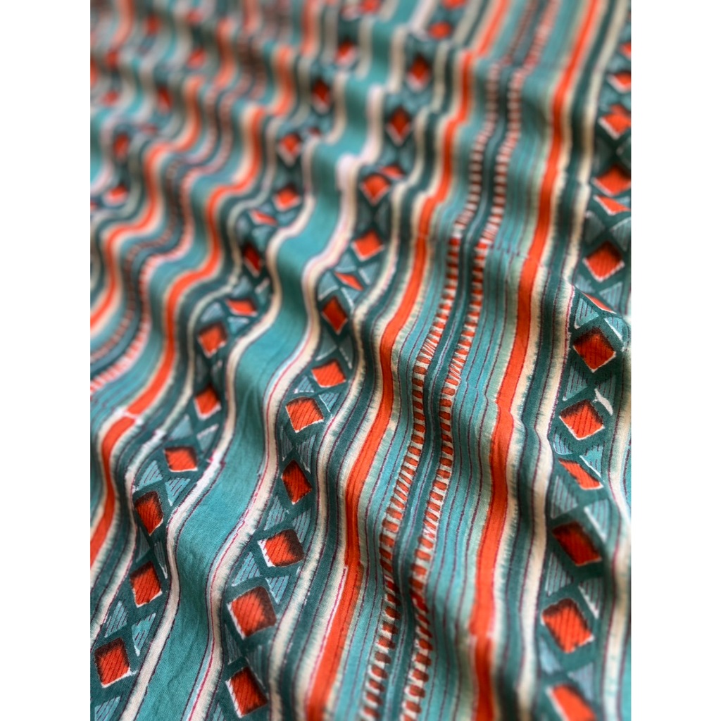 144บ./หลา(0.9m)Cotton Fabric Indian Blockprint ผ้าฝ้าย ผ้าอินเดีย พิมพ์มือ sarasafabric handblockprint cotton H25-01-10