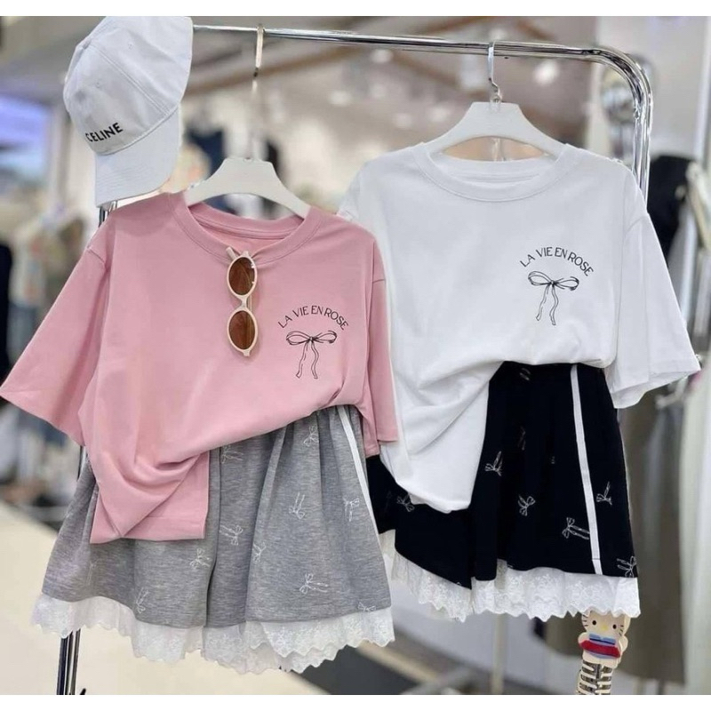 Ana Shop💖พร้อมส่ง💖ชุดเซ็ทเสื้อคอกลม+กางเกงสวยและน่ารัก