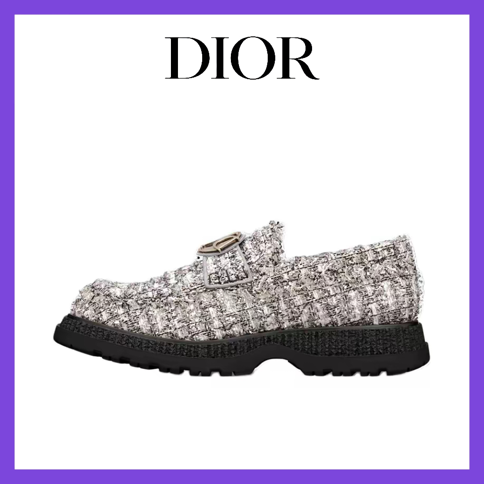 รองเท้าลำลอง Dior Buffalo Fashion Silver Loafers สำหรับผู้ชายและผู้หญิง 3LO143ZZ0_H870