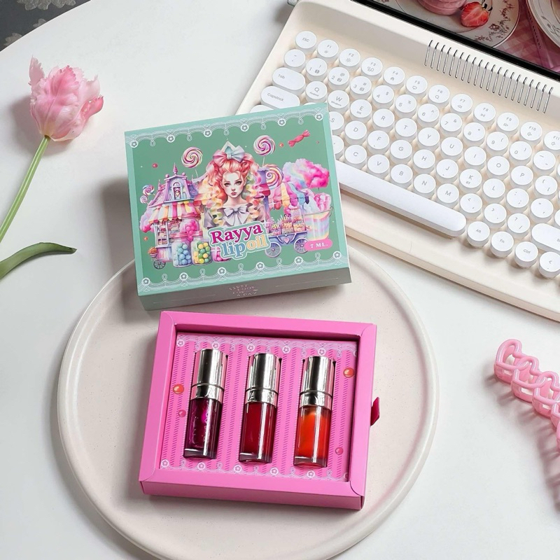 sale RAYYA LIP OIL ลิปออยล์บำรุงริมฝีปาก Box Set 3สีในกล่องเดียว ลิปออยล์เรยา