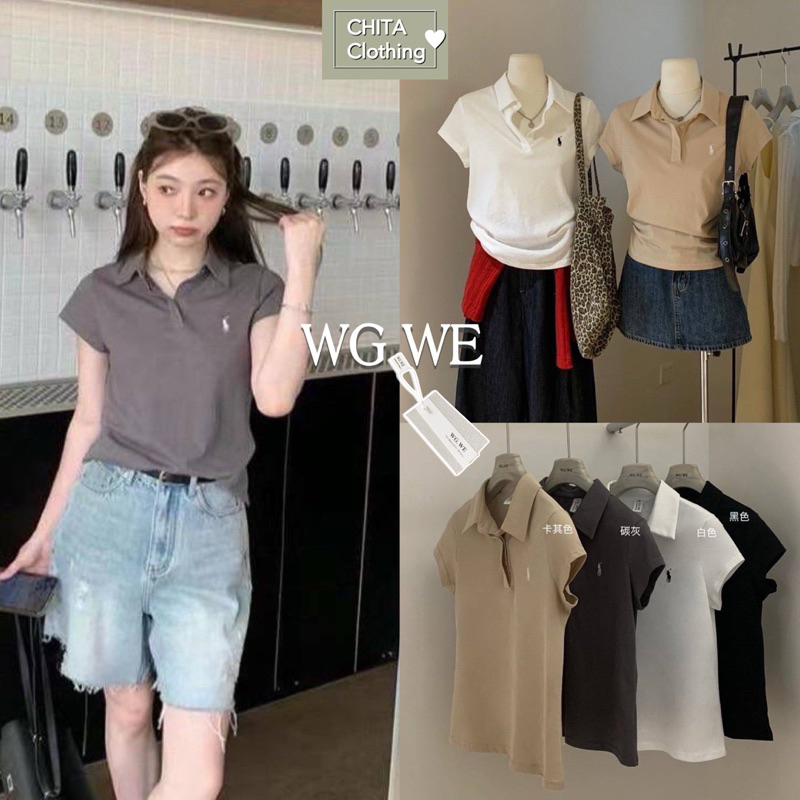 เสื้อแขนสั้น คอปก ช่วงอกปักPolo งานผ้าเนื้อดี ใส่สบายค่ะ  #3547 TAG WG.WE 🇰🇷🇰🇷