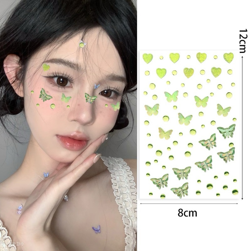 เพชรแต่งหน้า โทนเขียวหยดน้ำ ติดหน้า ติดผม พร้อมส่งใน