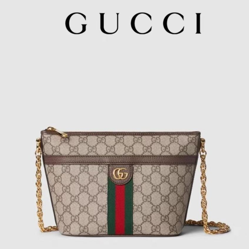 Gucci กุชชี่ Ophidia ของแท้ big-capacity กระเป๋าสะพาย canvas crossbody shoulder bag(กล่องของขวัญ+ถุงเก็บฝุ่น+ใบแจ้งหน）