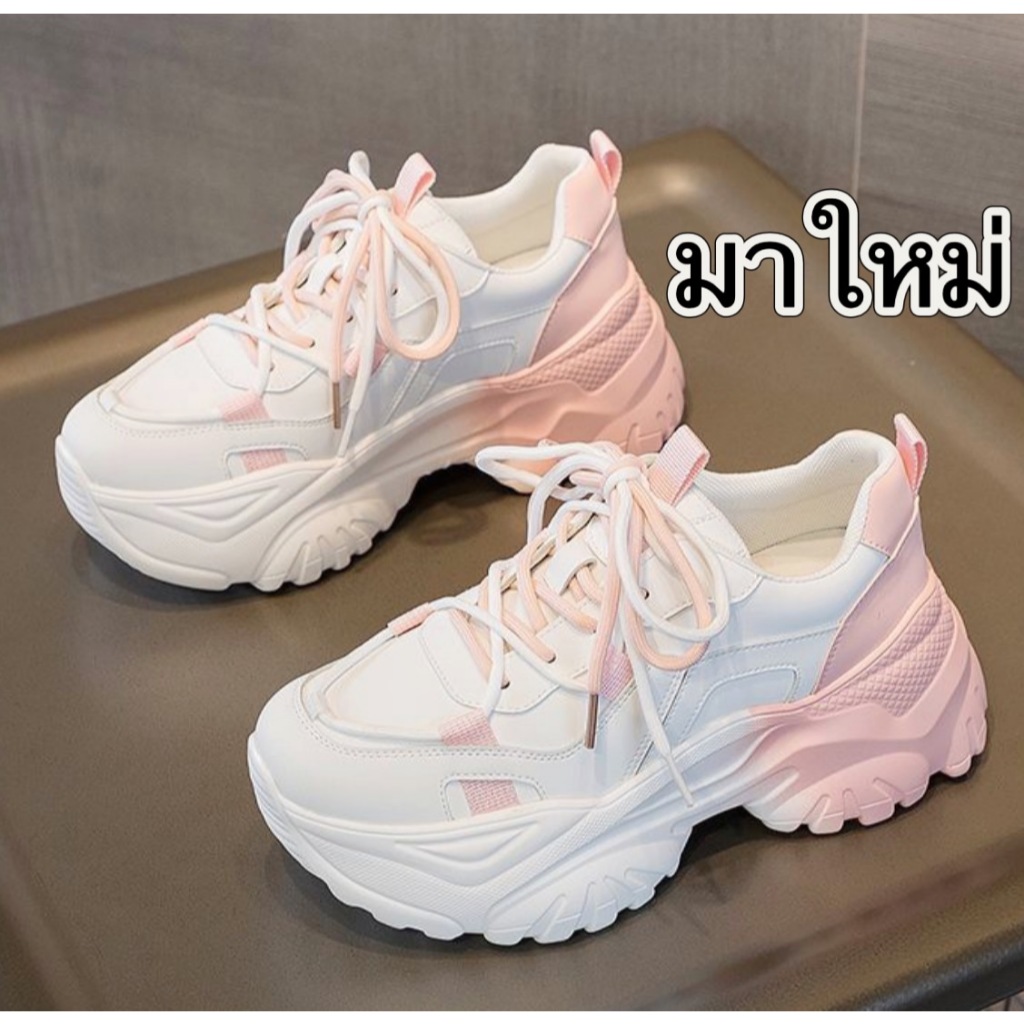 Marian พร้อมส่ง รองเท้าแฟชั่น รองเท้าผ้าใบผู้หญิง ทรงสวย ดีไซน์น่ารัก สวยมาก เสริมส้น6cm สินค้าตรงปก NO.A0497 - รูปที่ 4