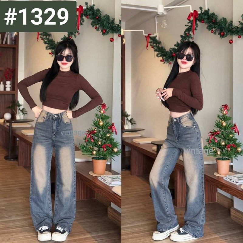 กางเกงยีนส์ทรงกระบอกกลาง Vintage(แท้) #1329 แต่งเฟดสี