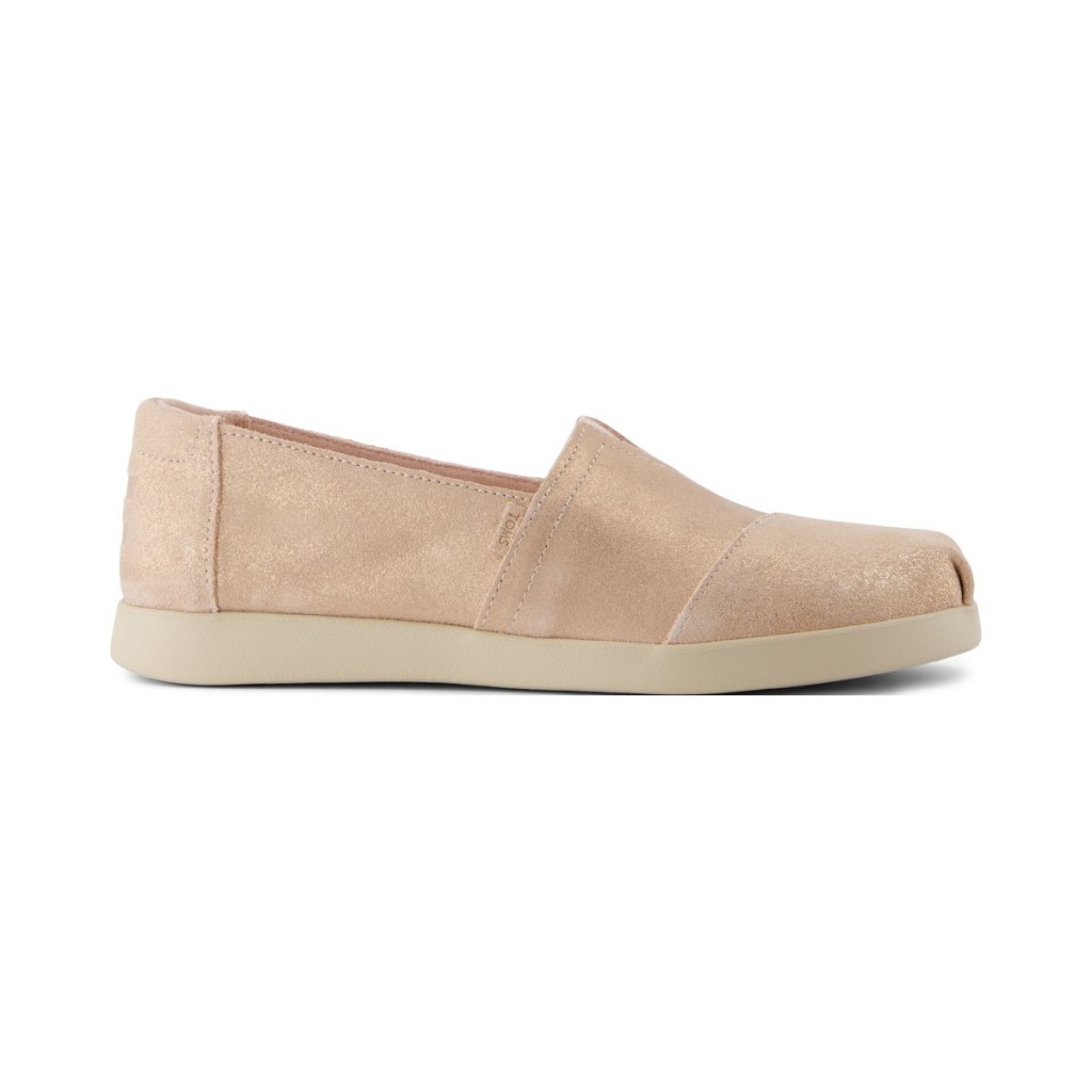 TOMS รองเท้าลำลองผู้หญิง สลิปออน รุ่น Alpargata Plus Pale Rose Metallic Suede (CE) รองเท้าลิขสิทธิ์แท้