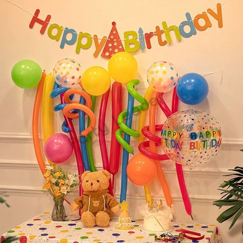 ส่งสินค้าทุกวัน ลูกโป่งบิด happy birthday ลูกโป่งยาว ราคาถูก Happy Birthday Set