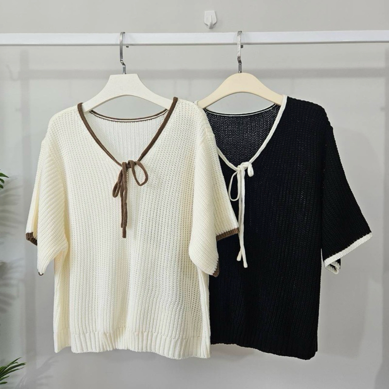 A2เสื้อไหมพรมคอวี อก40-54ผ้านิ่มใส่สบาย
