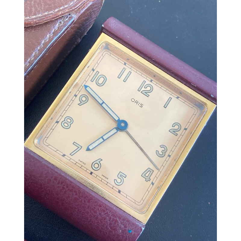 นาฬิกาไขลานปลุกแบรนดังมาพร้อมซองหนังเดิมอายุ75ปี Vintage Travel Oris  Alarm