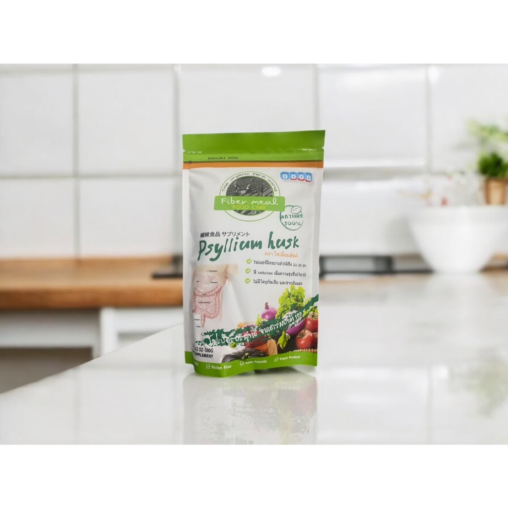 Psyllium Husk ไซเลี่ยมฮัสค์ (ชนิดเกล็ด) ขับถ่ายดี อิ่มนาน คีโตทานได้ 100g. (1ซอง)