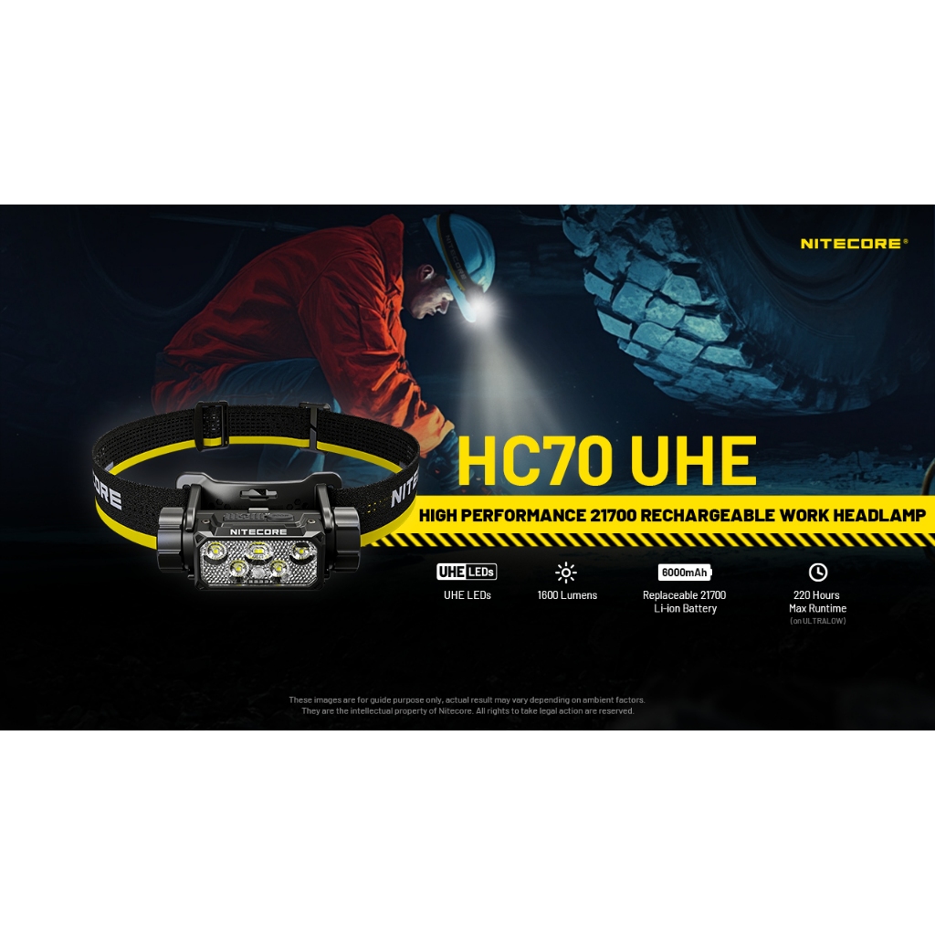 Nitecore HC70 UHE ไฟฉายคาดศีรษะแบบชาร์จไฟได้ ความสว่าง 1,600 ลูเมน พร้อมระยะเวลาใช้งานยาวนานพิเศษ