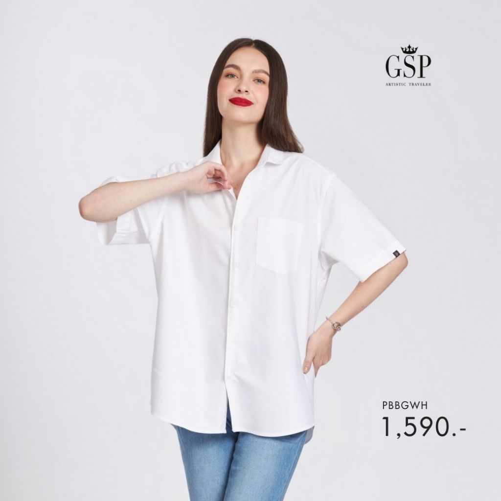 GSP เสื้อเชิ๊ต white shirt แขนสั้น สีขาว PBBGWH