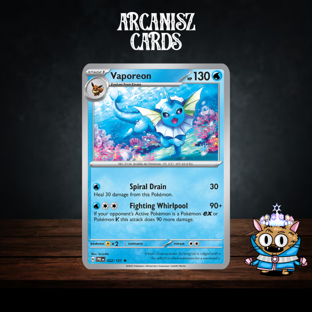 Vaporeon Pokemon Prismatic Evolution 022/131 การ์ดโปเกม่อนภาษาอังกฤษ